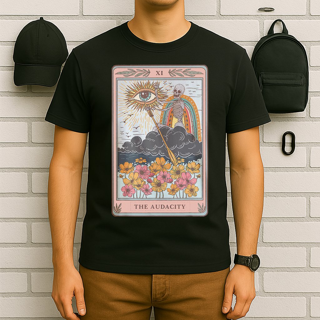 The Audacity Skeleton Tarot Card Sun Eye Aesthetic T-Shirt
