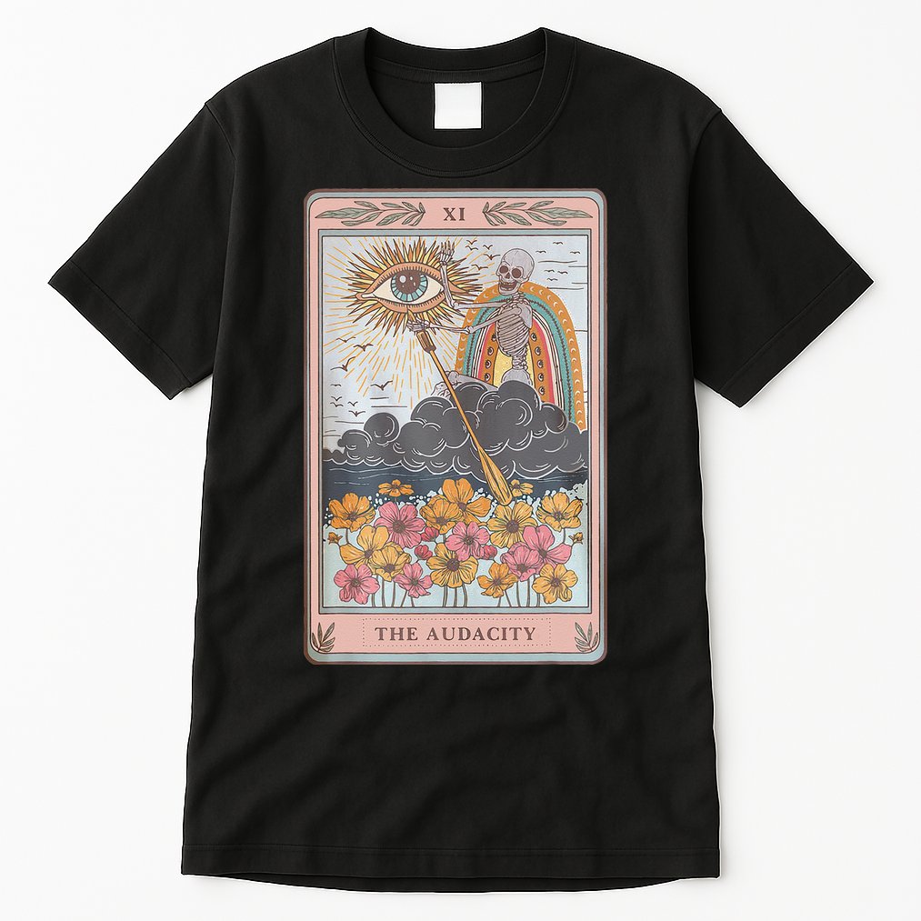 The Audacity Skeleton Tarot Card Sun Eye Aesthetic Tall T-Shirt