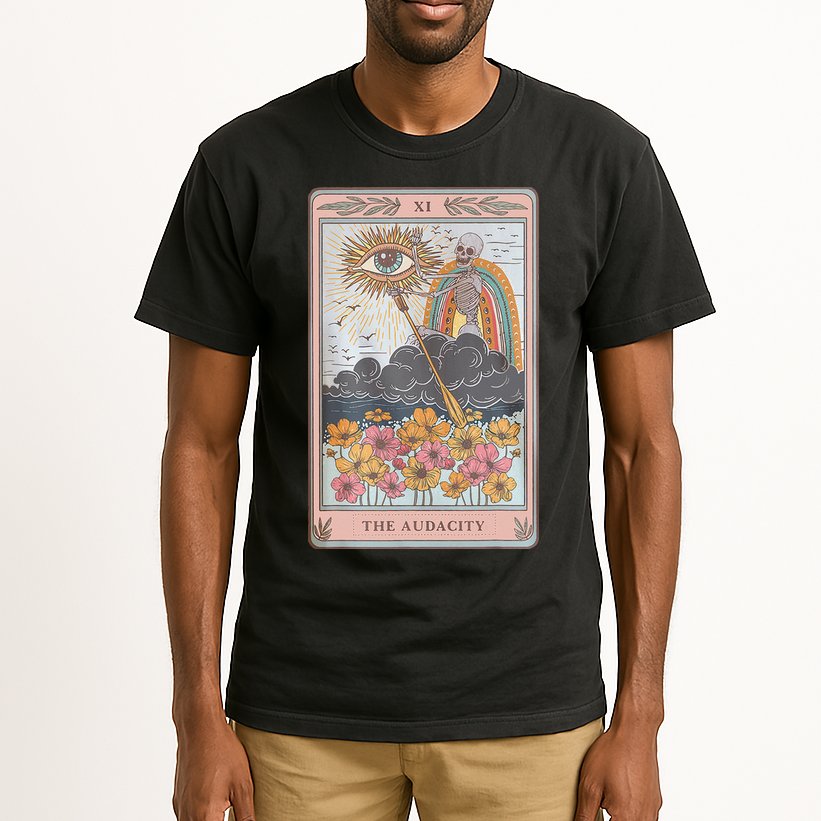 The Audacity Skeleton Tarot Card Sun Eye Aesthetic Tall T-Shirt