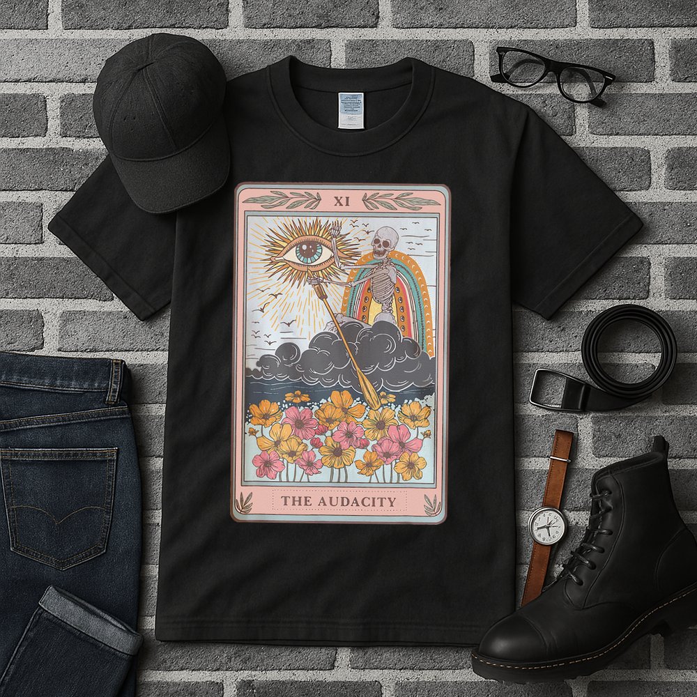 The Audacity Skeleton Tarot Card Sun Eye Aesthetic Tall T-Shirt