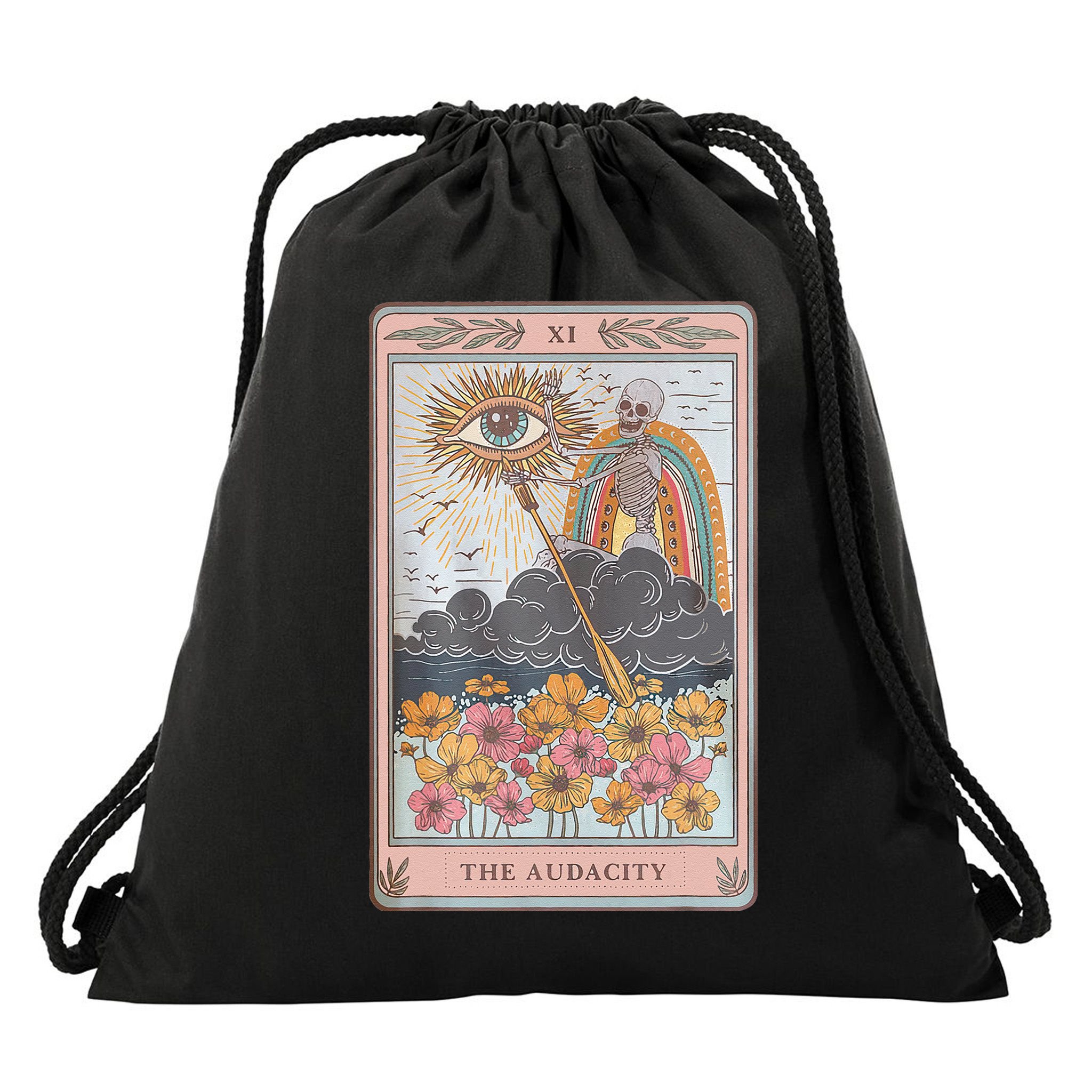 The Audacity Skeleton Tarot Card Sun Eye Aesthetic Drawstring Bag