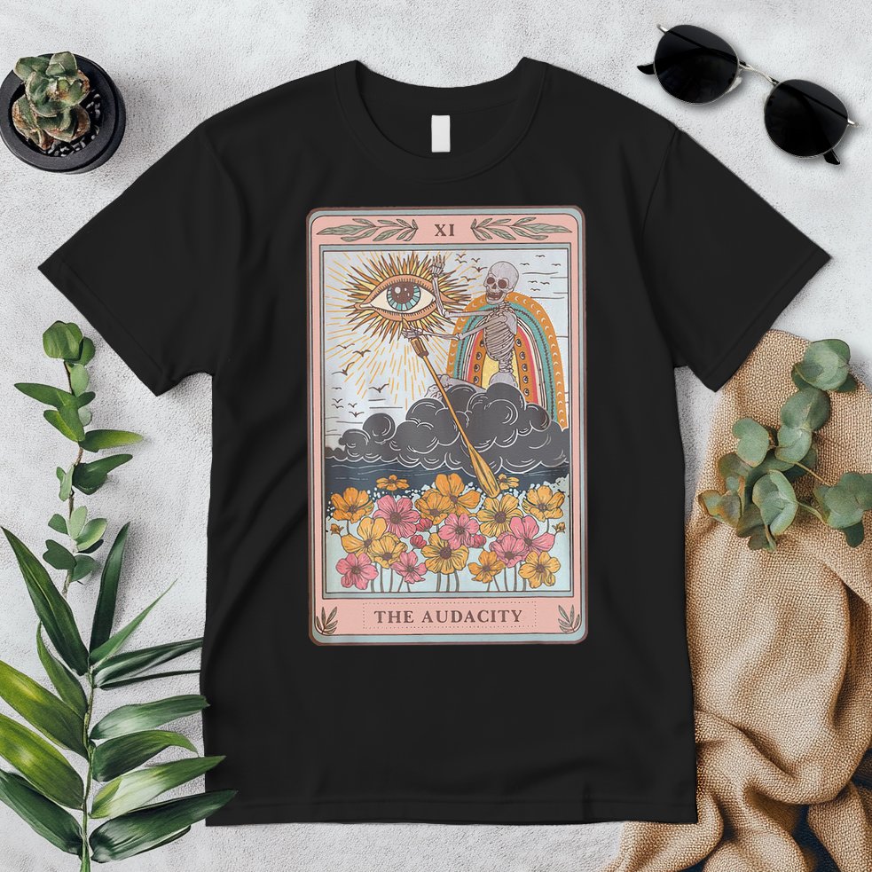 The Audacity Skeleton Tarot Card Sun Eye Aesthetic Premium T-Shirt