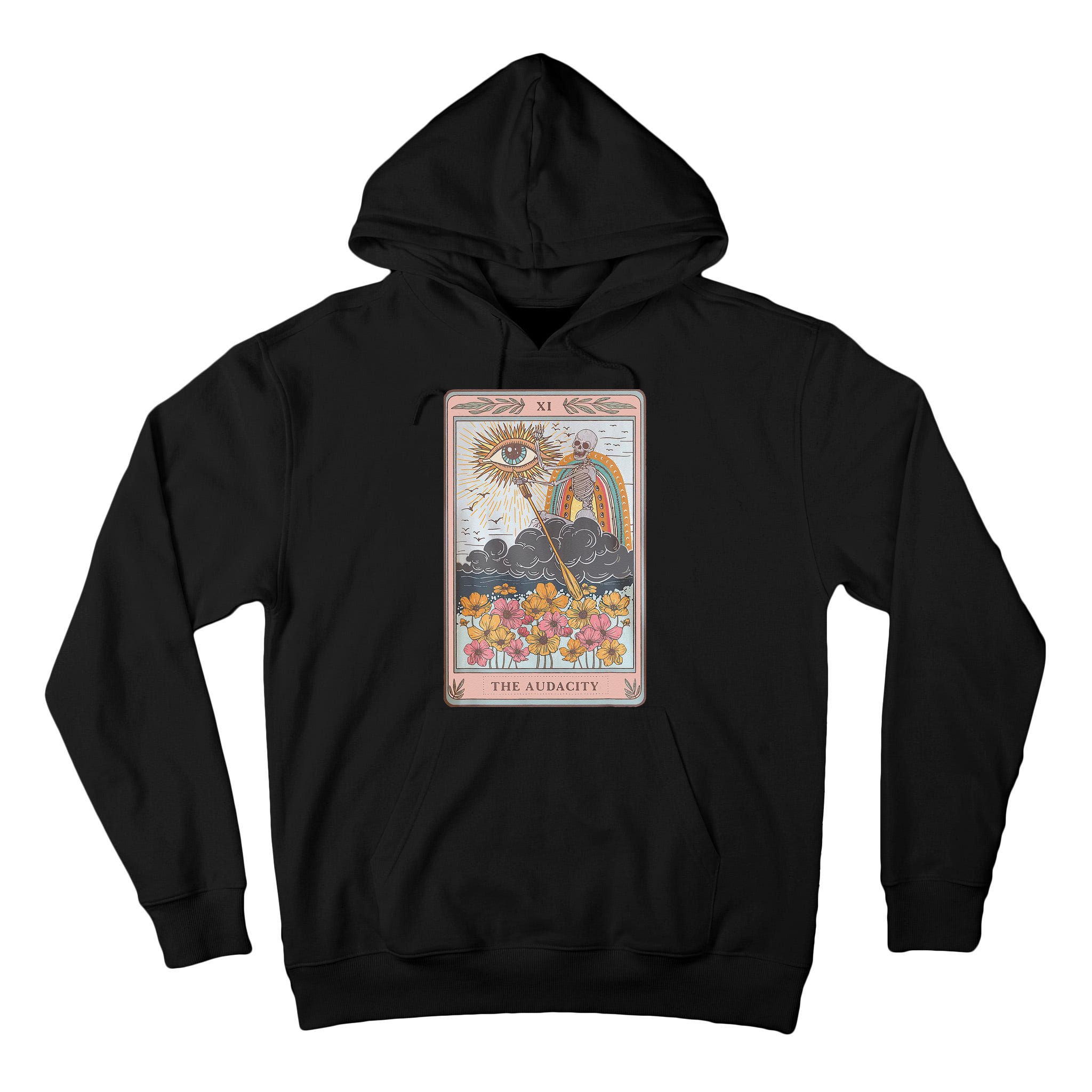 The Audacity Skeleton Tarot Card Sun Eye Aesthetic Tall Hoodie