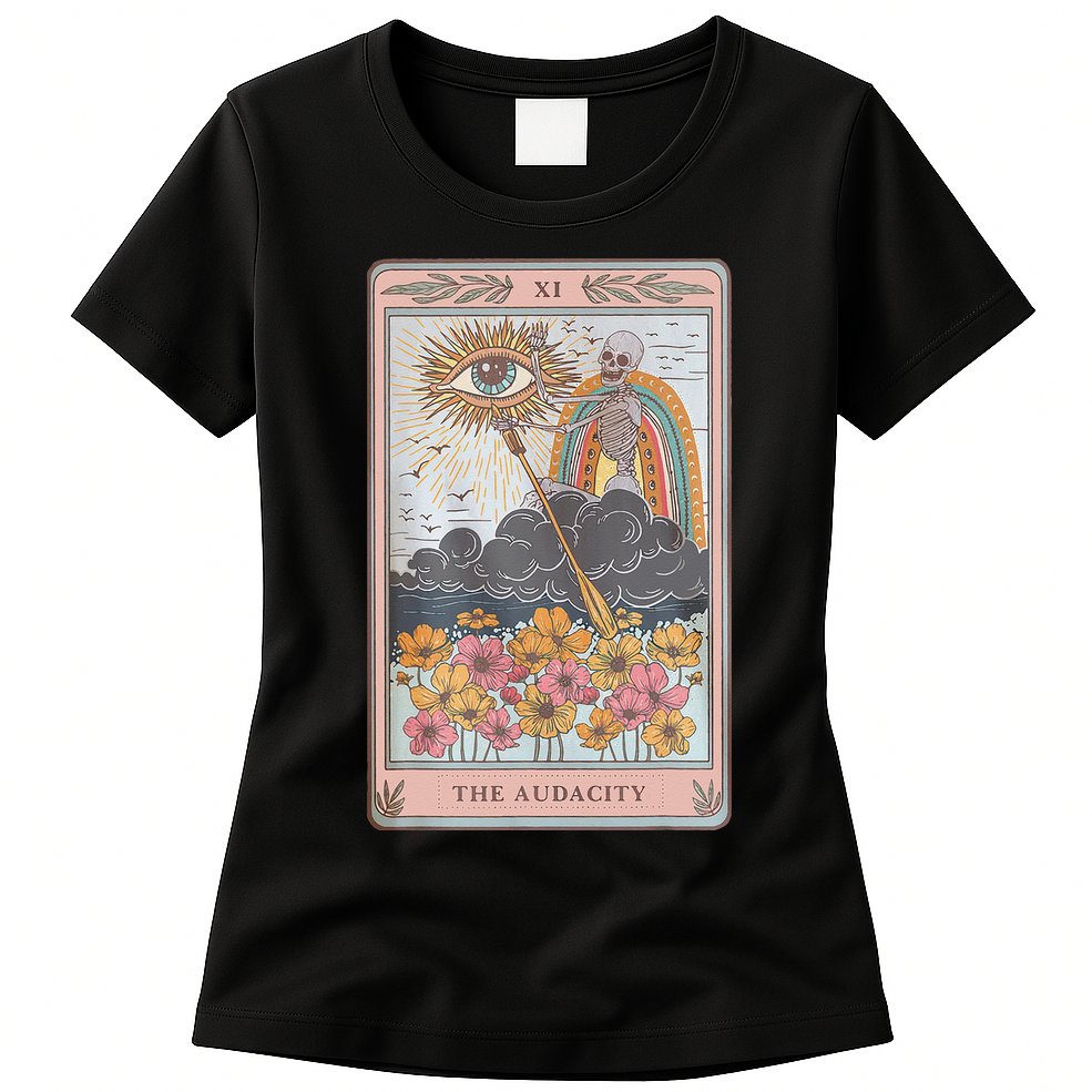The Audacity Skeleton Tarot Card Sun Eye Aesthetic Womens T-Shirt