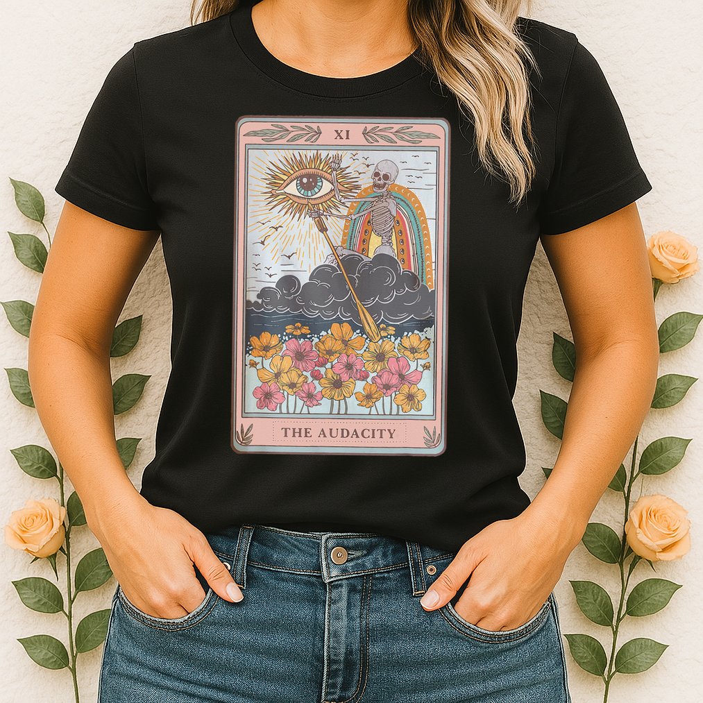 The Audacity Skeleton Tarot Card Sun Eye Aesthetic Womens T-Shirt