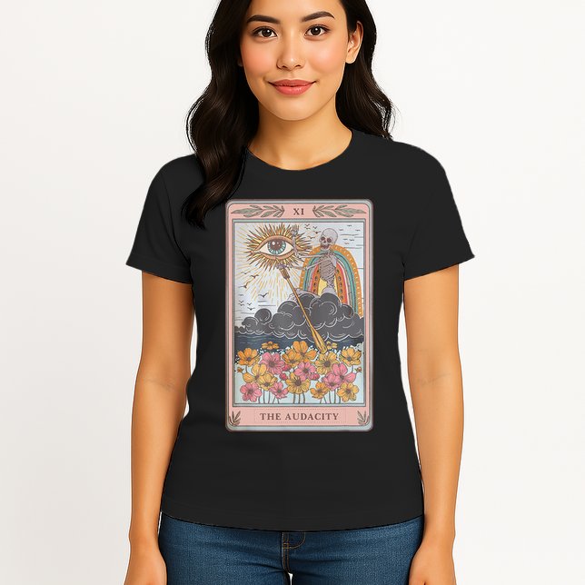 The Audacity Skeleton Tarot Card Sun Eye Aesthetic Womens T-Shirt