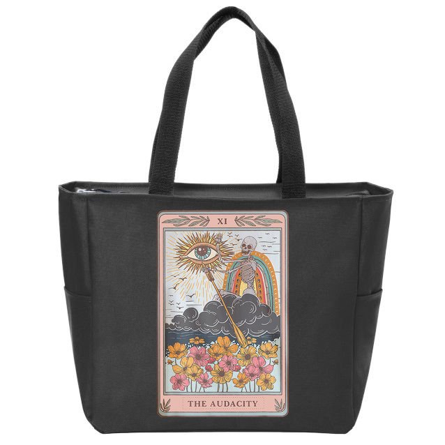 The Audacity Skeleton Tarot Card Sun Eye Aesthetic Zip Tote Bag