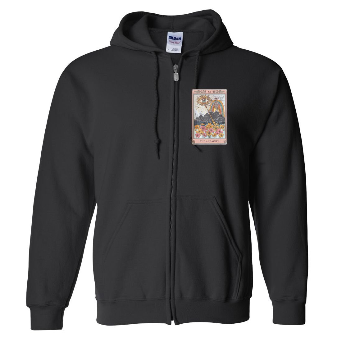 The Audacity Skeleton Tarot Card Sun Eye Aesthetic Full Zip Hoodie