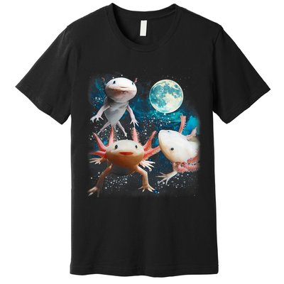 Three Axolotl Starry Night  Axolotls Howling At The Moons Premium T-Shirt