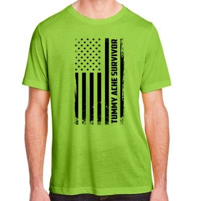 Tummy Ache Survivor American Flag Funny Adult ChromaSoft Performance T-Shirt