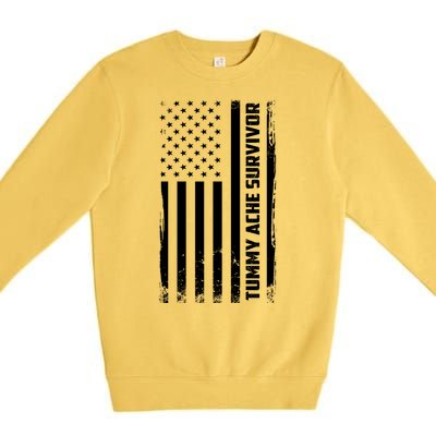 Tummy Ache Survivor American Flag Funny Premium Crewneck Sweatshirt