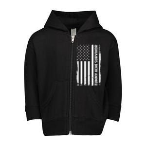 Tummy Ache Survivor American Flag Funny Toddler Zip Fleece Hoodie