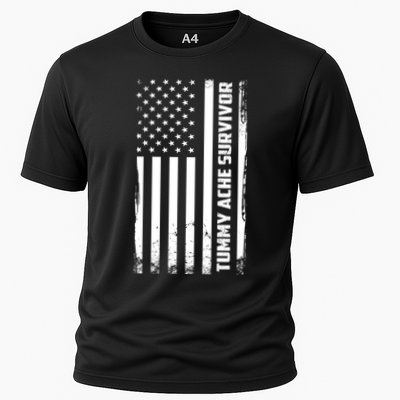 Tummy Ache Survivor American Flag Funny Performance Shirt