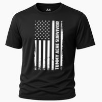 Tummy Ache Survivor American Flag Funny Cooling Performance Crew T-Shirt