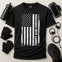 Tummy Ache Survivor American Flag Funny Cooling Performance Crew T-Shirt