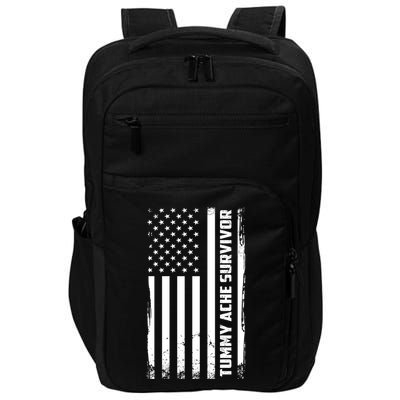 Tummy Ache Survivor American Flag Funny Impact Tech Backpack