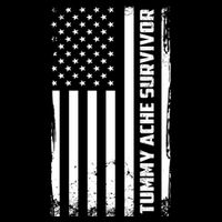 Tummy Ache Survivor American Flag Funny Sustainable Bucket Hat