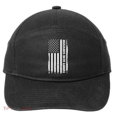 Tummy Ache Survivor American Flag Funny 7-Panel Snapback Hat