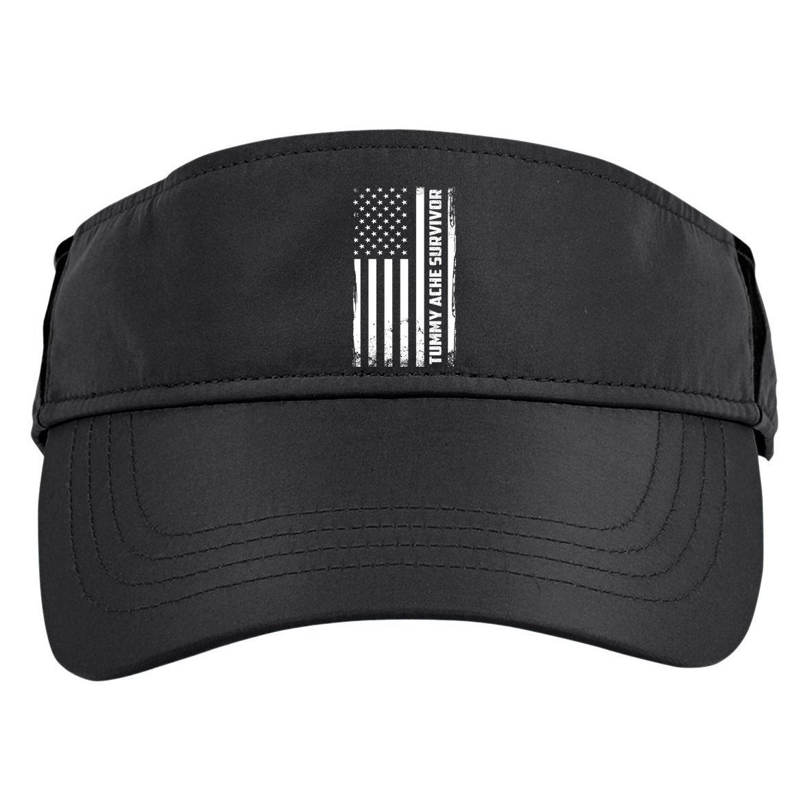 Tummy Ache Survivor American Flag Funny Adult Drive Performance Visor