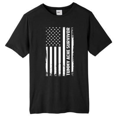 Tummy Ache Survivor American Flag Funny Tall Fusion ChromaSoft Performance T-Shirt