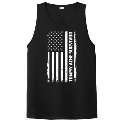 Tummy Ache Survivor American Flag Funny PosiCharge Competitor Tank