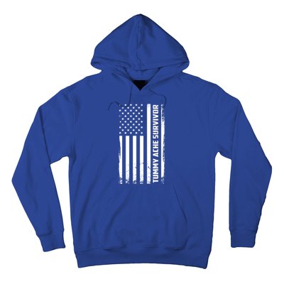 Tummy Ache Survivor American Flag Funny Hoodie