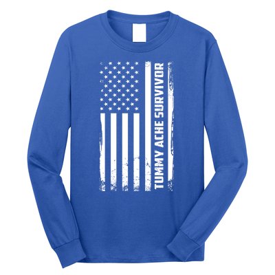 Tummy Ache Survivor American Flag Funny Long Sleeve Shirt