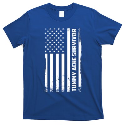 Tummy Ache Survivor American Flag Funny T-Shirt