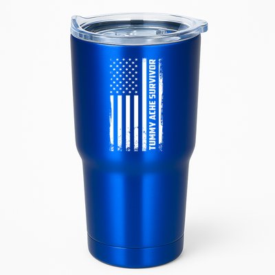 Tummy Ache Survivor American Flag Funny Tumbler