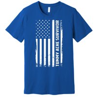 Tummy Ache Survivor American Flag Funny Premium T-Shirt