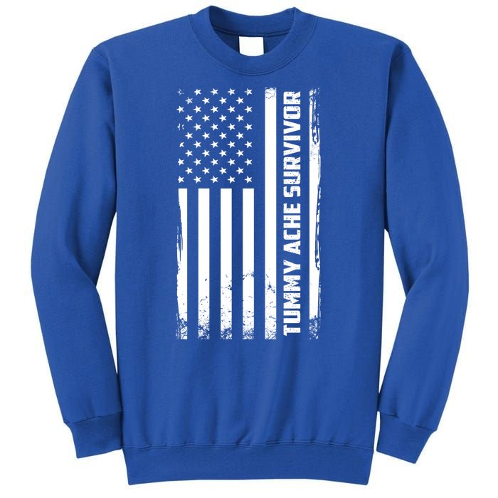 Tummy Ache Survivor American Flag Funny Tall Sweatshirt