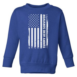 Tummy Ache Survivor American Flag Funny Toddler Sweatshirt