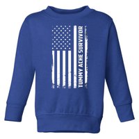 Tummy Ache Survivor American Flag Funny Toddler Sweatshirt