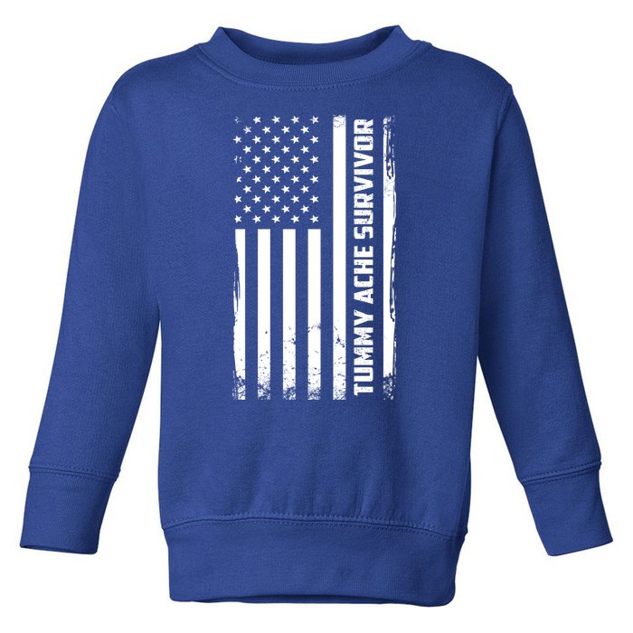 Tummy Ache Survivor American Flag Funny Toddler Sweatshirt