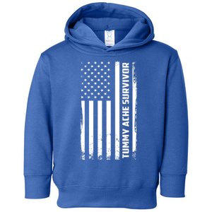 Tummy Ache Survivor American Flag Funny Toddler Hoodie