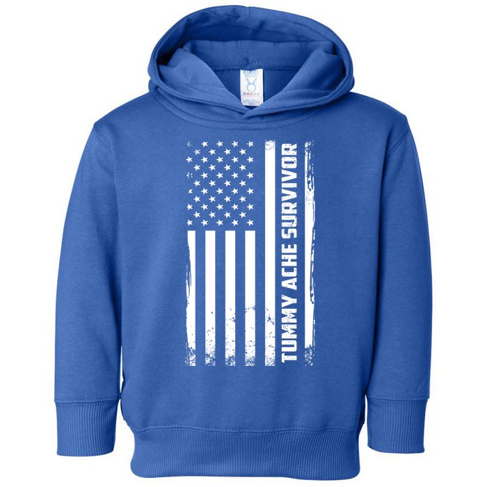 Tummy Ache Survivor American Flag Funny Toddler Hoodie