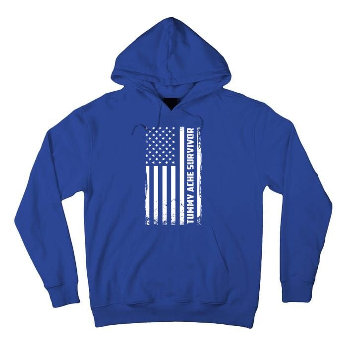 Tummy Ache Survivor American Flag Funny Tall Hoodie