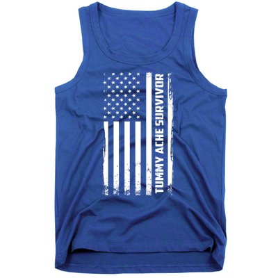 Tummy Ache Survivor American Flag Funny Tank Top