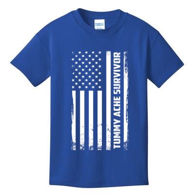 Tummy Ache Survivor American Flag Funny Kids T-Shirt