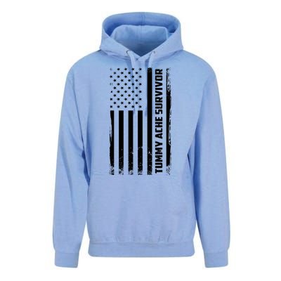 Tummy Ache Survivor American Flag Funny Unisex Surf Hoodie