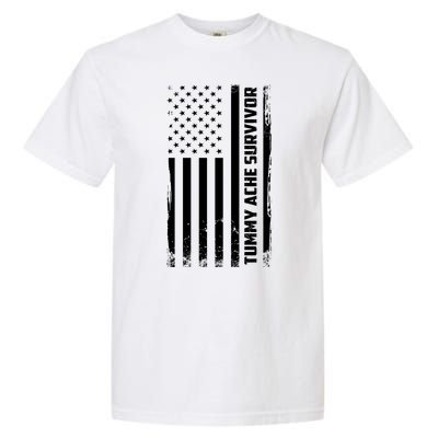 Tummy Ache Survivor American Flag Funny Garment-Dyed Heavyweight T-Shirt