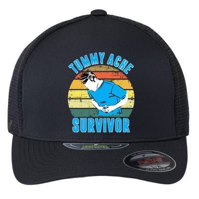 Tummy Ache Survivor Funny Vintage Flexfit Unipanel Trucker Cap