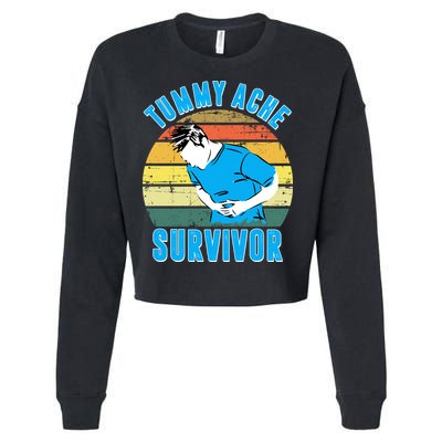 Tummy Ache Survivor Funny Vintage Cropped Pullover Crew