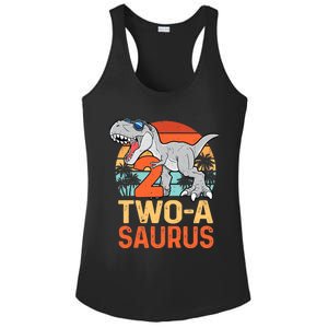 Two A Saurus Rex 2nd Birthday Dinosaur 2 Year Old Boy Ladies PosiCharge Competitor Racerback Tank