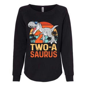 Two A Saurus Rex 2nd Birthday Dinosaur 2 Year Old Boy Womens California Wash Sweatshirt