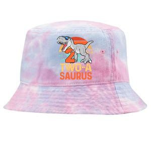 Two A Saurus Rex 2nd Birthday Dinosaur 2 Year Old Boy Tie-Dyed Bucket Hat