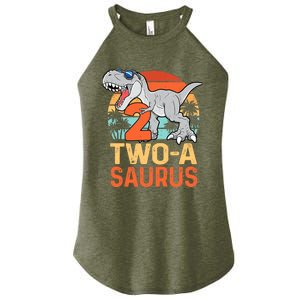 Two A Saurus Rex 2nd Birthday Dinosaur 2 Year Old Boy Women's Perfect Tri Rocker Tank