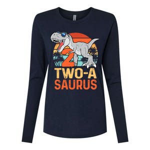 Two A Saurus Rex 2nd Birthday Dinosaur 2 Year Old Boy Womens Cotton Relaxed Long Sleeve T-Shirt