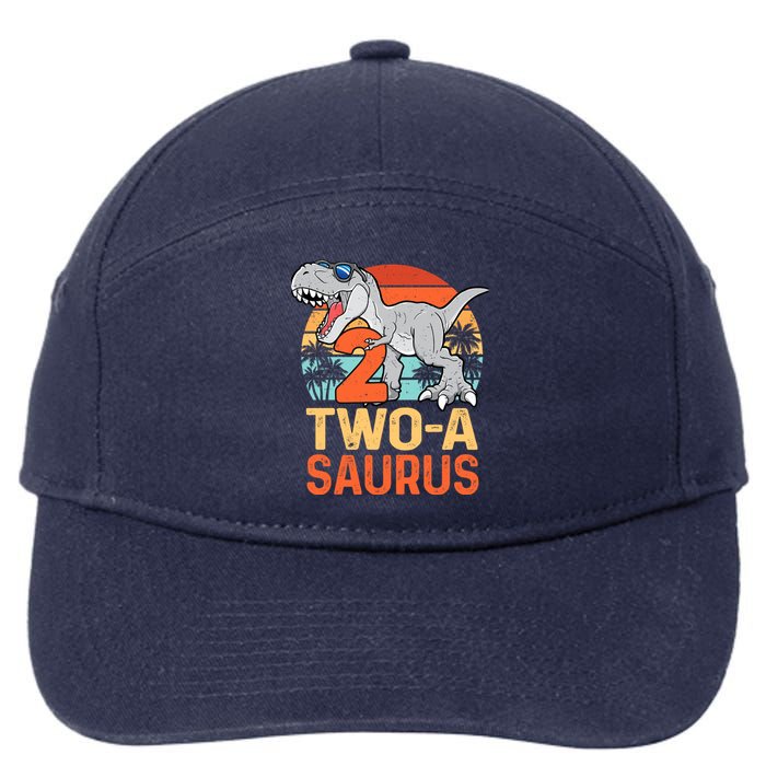 Two A Saurus Rex 2nd Birthday Dinosaur 2 Year Old Boy 7-Panel Snapback Hat