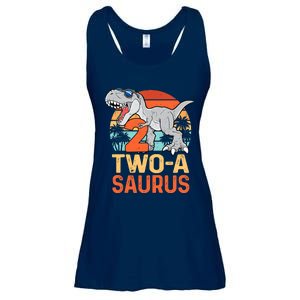 Two A Saurus Rex 2nd Birthday Dinosaur 2 Year Old Boy Ladies Essential Flowy Tank